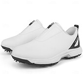 preiswerte Herren Golfschuhe-weiße Golfschuhe für Herren mit Reißverschluss, atmungsaktivem Obermaterial und gepolsterter Sohle für Komfort und Leistung auf dem Platz