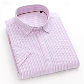 economico camicie oxford da uomo-Per uomo Camicie Camicia abbottonata Camicia Oxford Camicia non stirabile Camicia a righe Matrimonio Esterno Verde chiaro Blu Viola chiaro Arancione Manica lunga Colletto alla francese Estate