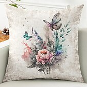 cheap Floral &amp; Plants Style-Rustic Floral Decorative Toss Pillows Cover 1PC Soft Square Couch Cushion Case Pillowcase for Bedroom Livingroom Sofa Chair