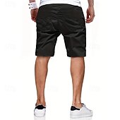 baratos Clássico-Homens Bermuda Cargo Calção Shorts de verão Com Cordão Cintura elástica Bolso multi Tecido Conforto Vestível Comprimento do joelho Ao ar livre Esporte Diário Moda Casual Preto Verde Claro