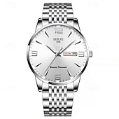 preiswerte Quarz-Uhren-1 Herren Sport Stahlband Uhr Leuchtet Im Dunkeln Kalender Wochenanzeige Licht Luxus All-In-One Legierung Mode Ultra-Dünn Digital Herren Business Uhr