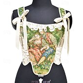 olcso Fűzők-Retró Középkori Reneszánsz Fűző Prsluk Bustier Jacquardszövet Olajfestmény Jelmez Női Kelta Fantasy királyi Mindszentek napja Farsang Parti Alkalmi / Napi LARP Felnőttek Fűző