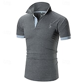 economico Polo classica da uomo-Per uomo Polo Camicia da golf Golf Informale Sport Classico Manica corta Essenziale Color Block Cervo Pulsante frontale Estate Primavera Standard Marrone Scuro Grigio scuro Nero Bianco Giallo Borgogna