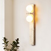 economico Luci da parete-applique da parete lunga striscia applique da parete retrò in stile giapponese per interni con paralume in vetro bianco latte applique da parete artistica in travertino giallo per camera da letto