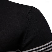 cheap Men&#039;s Elite Polo-Men&#039;s Polo Knit Polo Sweater Formal Work Turndown Quarter Zip Short Sleeve Striped Zip Up Stripe-Trim Spring Black White Khaki Polo