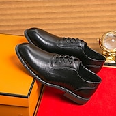 baratos Formal-Sapatos oxford masculinos de couro sintético marrom com relevo de crocodilo - elegantes e sofisticados para uso casual e formal