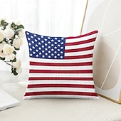 abordables 250º Aniversario-Funda de Almohada Decorativa Vintage de la Bandera Americana 1PC Funda de Cojín Suave Cuadrada para Sofá Cama Sala de Estar Silla 4 de Julio Día de la Independencia