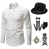 preiswerte Outfits-1920er Vintage inspiriert Der große Gatsby Partykostüm Zubehörset Umlegekragen Kostüm Herren Halloween Party &amp; Abend Alltagstauglich Erwachsene Bluse Hut Ganzjahres