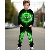cheap Boy&#039;s 3D Sports &amp; Game-Boys 3D Graphic Game Hoodie &amp; Sweatpants Set Sports Suit Tracksuits Long Sleeve Spring Fall Daily Basic Casual Kids 4-12 Years Hooded Outdoor Vacation Sports Tailored Fit