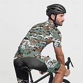 tanie Męskie koszulki-Męskie Koszulka rowerowa Kamuflaż Krótki rękaw Rower Tee Tshirt Dżersej z 3 tylnymi kieszeniami Kolarstwo górskie Szybkie wysychanie Anatomiczny kształt Odprowadzające wilgoć Oddychający Sport Ziele