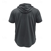 cheap Men&#039;s Casual T-shirts-Men&#039;s T Shirt Henley Shirt Tee Short Sleeve Shirt Short Sleeve Hooded Henley Summer Spring Color Block Fashion Designer Basic Drawstring Vacation Street Going out Black Khaki Light Grey Top Tee for