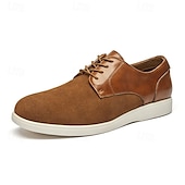economico Casuale-scarpe casual da uomo con lacci marroni con tomaia in pelle scamosciata e vernice, calzature comode per l&#039;uso quotidiano