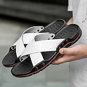 preiswerte Lässige Sandalen-Schwarze Herrensandalen mit Kreuzriemen, Krokoprägung und bequemer Gummisohle – lässiges Outdoor-Schuhwerk für Sommer, Strand und Alltag