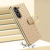 cheap Samsung Cases-Phone Case For Samsung Galaxy Z Fold 6 Z Fold 5 Z Fold 4 Back Cover Ring Buckle Shockproof Retro PU Leather