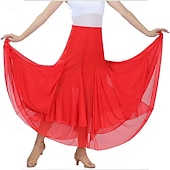 preiswerte Tanzkleidung für Balltänze-eleganter Gesellschaftstanz Walzer Tanzparty langer Swing Mesh Rock