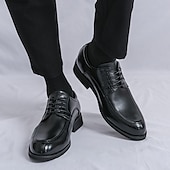 economico Formale-scarpe eleganti da uomo in similpelle marrone con lacci e dettagli intrecciati, stile classico formale, comode per matrimoni ed eventi aziendali