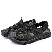 economico Sandali casual-Per uomo Sandali Scarpe fatte a mano Pelle crosta Traspirante Comodo Antiscivolo Con lacci intrecciali Giallo-marrone Nero Marrone