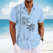 economico Piante tropicali-Per uomo Albero di cocco Piante tropicali Maglietta informale Camicia hawaiana Camicia con bottoni Manica corta Hawaiano Ricorrere Da mare Per eventi Abbigliamento mare Estate Primavera Collo
