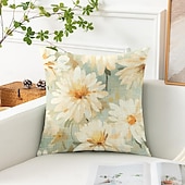 baratos estilo floral e plantas-Capa Decorativa de Almofadas Florais 1PC Capa de Almofada Quadrada Macia para Sofá do Quarto Sala de Estar