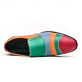levne Poloformální-pánské vícebarevné patchworkové slip-on společenské boty – výrazné mokasíny inspirované vintage na večírky, jevištní představení a módní události