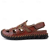 economico Sandali casual-Per uomo Sandali Scarpe fatte a mano Pelle crosta Traspirante Comodo Antiscivolo Con lacci intrecciali Giallo-marrone Nero Marrone
