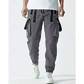 baratos Calças Cargo-Homens Calças Cargo Corredor Calças Com Cordão Bolso multi Cintura elástica com cordão Tecido Vestível Ao ar livre Diário Acampar e Caminhar Moda Clássico Preto Vinho