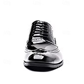 baratos Formal-sapatos brogue masculinos de couro envernizado preto - estilo formal clássico para negócios, escritório e ocasiões especiais