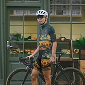 billiga Klädsatser för män-Herr Cykeltröja med shorts Kortärmad Bergscykling Vägcykling Svart Vit Gul Blommig Botanisk Cykel Elastan sporter Blommig Botanisk Kläder