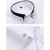 preiswerte Button-Down-Hemden für Herren-Herren Oberhemd Hemd Bügelfreies Hemd Solide / einfarbig Hochzeit Hellblau Schwarz Weiß Rosa Langarm Umlegekragen Ganzjährig Bekleidung Patchwork