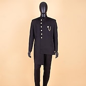 cheap Dinner Party-Men&#039;s Africa Festival Party Suits Black Blue Solid Colored Standard Fit 2 Piece Single Breasted More-button