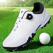 economico Scarpe da Golf da Uomo-scarpe da golf bianche da uomo con sistema di allacciatura Boa, suola chiodata, tomaia traspirante per comfort e stabilità sul campo da golf