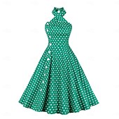 preiswerte Kleider-Retro Vintage 1950er Kleid Swing-Kleid Tupfen Damen Karneval Maskerade Alltagskleidung Junggesellinnenabschiedsparty Erwachsene Kleid Abschlussballkleider