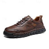 abordables Zapatos Informales con Cordones-Zapatos de senderismo para exteriores para hombre con parte superior de piel sintética duradera y suela resistente: zapatillas cómodas con cordones para uso diario y aventuras