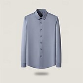 abordables chemises sans repassage pour hommes-Homme Chemise Chemise boutonnée Couleur unie Mariage Soirée Noir Blanche Jaune Vert Claire manche longue Revers Printemps Automne Vêtement Tenue Poche