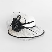 tanie Kapelusze na przyjęcia-kapelusze lniany melonik / kapelusz typu cloche kapelusz wiaderkowy kapelusz przeciwsłoneczny wesele przyjęcie herbaciane eleganckie wesele z piórkowym łączeniem nakrycie głowy nakrycie głowy