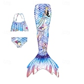 billiga Mermaid Baddräkt-Barn Flickor Badkläder för sjöjungfrun Baddräkt Helgdag Strand Vågar Semester Tropisk Baddräkter 4 år + Sommar Ljusrosa Gul