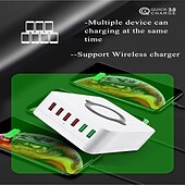 baratos Computador e Escritório-Estação de carregamento USB de 72 W com carregador sem fio de 15 W 6 em 1, várias portas USB, carregador de mesa para iPhone, iPad, Macbook, laptop, Samsung e dispositivos Android