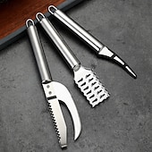economico Cucina da campeggio-1 pz/3 pz sgusciatore per gamberi in acciaio inox &amp;squamatore per pesci - strumento 2 in 1 per la pulizia dei frutti di mare all&#039;aperto per barbecue