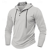 preiswerte Basic-T-Shirts-Herren T Shirt Henley Hemd T-Shirt Langarmshirt Langarm Henley Frühling Herbst Einfach Mode Designer Basic Knöpfe Urlaub Straße Ausgehen Schwarz Weiß Marineblau Top T-Shirt für Herren