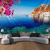 Недорогие Тапестри́ на океа́нском пляже-Пейзаж Пляж Висячая Гобелен настенное искусство Пальма Большой гобелен Муральное декор Фотографический фон Плед занавеска Дом Спальня Гостиная Декорация