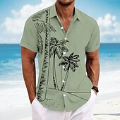 economico Piante tropicali-Per uomo Albero di cocco Piante tropicali Maglietta informale Camicia hawaiana Camicia con bottoni Manica corta Hawaiano Ricorrere Da mare Per eventi Abbigliamento mare Estate Primavera Collo