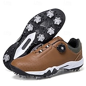 economico Scarpe da Golf da Uomo-scarpe da golf bianche da uomo con sistema di allacciatura Boa, suola chiodata, tomaia traspirante per comfort e stabilità sul campo da golf