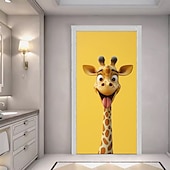 tanie Okładki drzwi-Zabawne Zwierzęta Dekoracje Drzwi Pokrycia Drzwi Giraffe Gobelin Zasłona Drzwi Dekoracja Tło Wewnątrz/Zewnątrz Baner Drzwi dla Domku Wiejskiego
