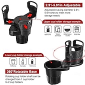 voordelige Auto-organizers-2 in 1 multifunctionele autobekerhouder autobekerhouder expander adapter 360 graden draaibare auto dubbele bekerhouder verstelbare standaard expander voor ronde bekerhouder