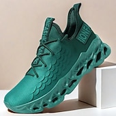 abordables Baskets-baskets de course vertes pour hommes avec tige en mesh et design léger – chaussures de sport respirantes et confortables pour le sport, les entraînements et les vêtements décontractés