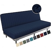 cheap Sofa Cover-Jacquard Futon Cover Stretch Armless Futon Sofa Cover Soft Futon Slipcover with Elastic Bottom Thick Sofa Bed Furniture Protector Covers for Washable Futon