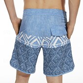 baratos shorts de natação masculinos-Homens Roupa de banho Bermuda de Surf Shorts de Natação Calção Justo de Natação Riscas Estampas Abstratas Secagem Rápida Respirável Com Cordão Cintura elástica Férias Praia Havaiana Casual Azul Lago