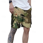 baratos Clássico-Homens Bermuda Cargo Shorts camuflados Calção Shorts de verão Com Cordão Cintura elástica Bolso multi Côr Camuflagem Conforto Vestível Comprimento do joelho Ao ar livre Esporte Diário Moda Casual