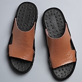 preiswerte Lässige Sandalen-lässige braune Slide-Sandalen für Herren mit Krokoprägung und strapazierfähiger Gummisohle – bequeme Outdoor-Schuhe für Sommer, Strand und Alltag