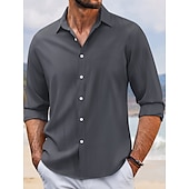 abordables camisa con botones para hombre-Hombre Camisa de verano Camisa casual Camisa de playa Abotonar la camisa Negro Blanco Azul Marino Oscuro Azul cielo Verde Trébol Manga Larga Plano Rayas Diseño Vacaciones Festivos Abotonar Ropa